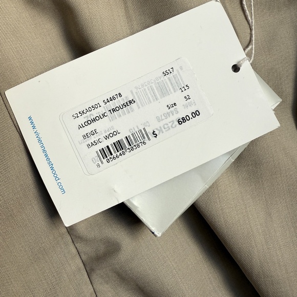 Vivienne Westwood S/S 2017 680$ Alcoholic Wool Trousers in Beige - Picture 10 of 12